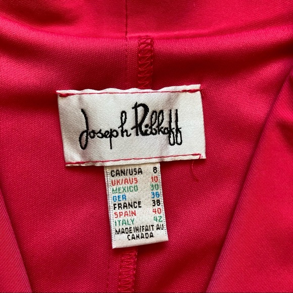 Joseph Ribkoff Dress Strawberry V Neck Ruched Label - Picture 5 of 8
